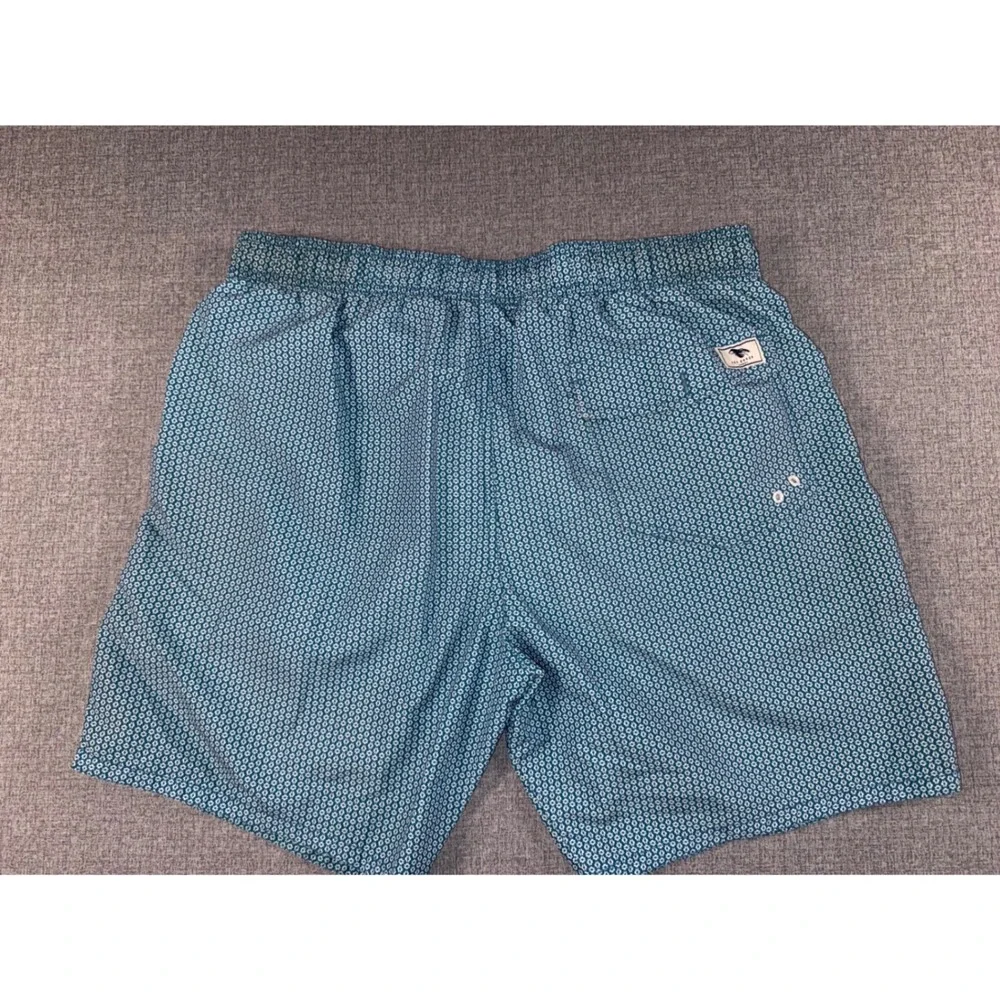 Ted Baker Mens Teal Blue Geometric Lobster Print Swim Trunks Board Shorts Size 5